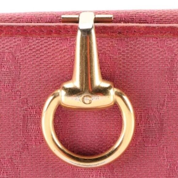 Gucci Fuchsia Pink GG Canvas and Leather Horsebit Clasp Continental Wallet - Picture 7 of 7